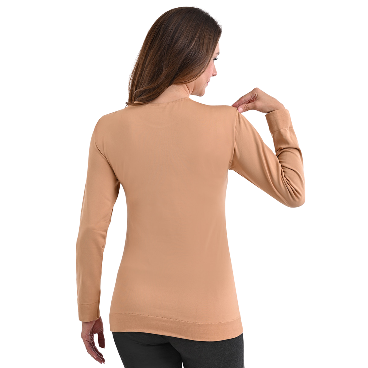 Camiseta afelpada de cuello redondo en Natural