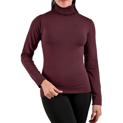 Camiseta afelpada de cuello de tortuga en Vino
