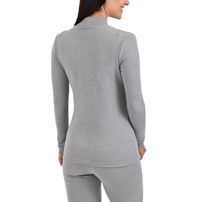 Camiseta térmica rib de cuello alto en Gris