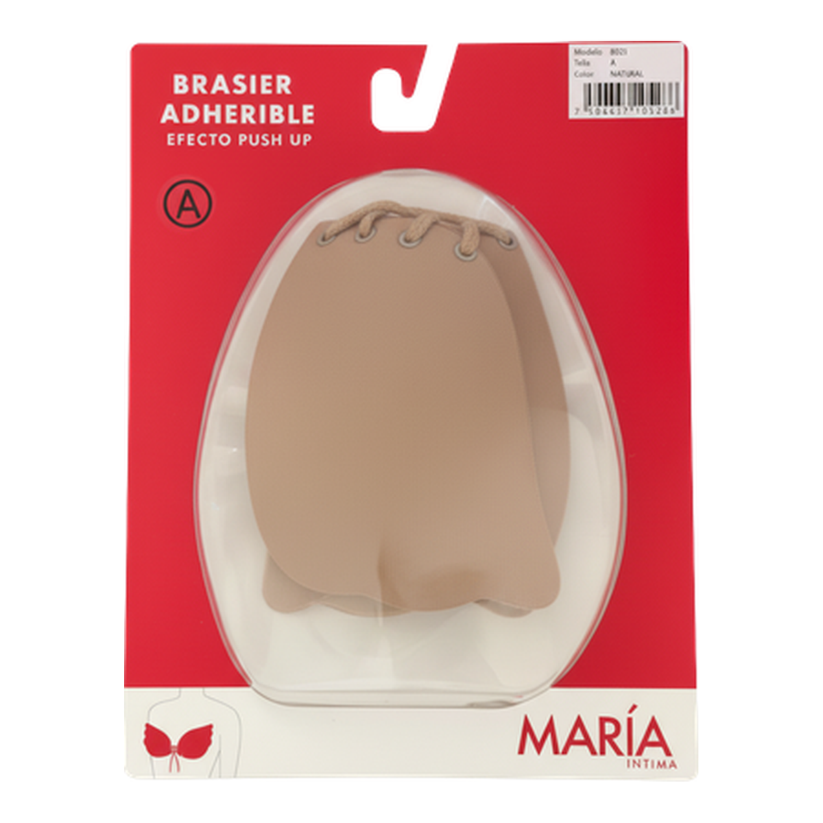 Empaque original del brasier adherible con efecto push up María Íntima 8021