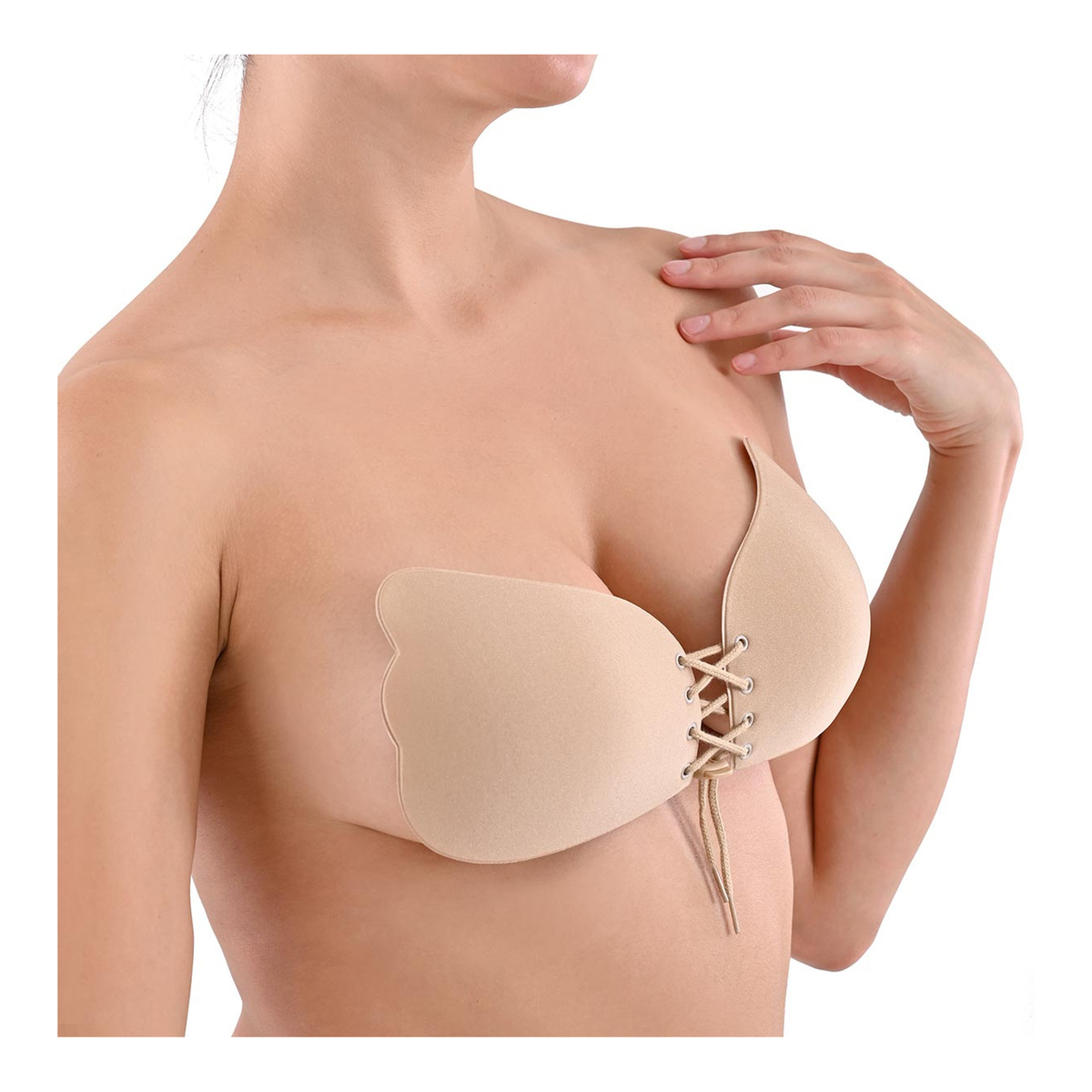 Detalle del cordón frontal del brasier adherible push up María Íntima 8021