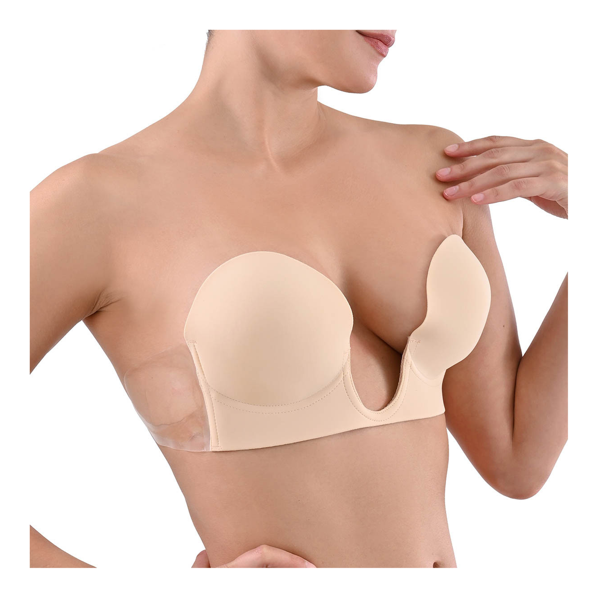 Brasier adherible para escote profundo María Íntima modelo 8022 puesto