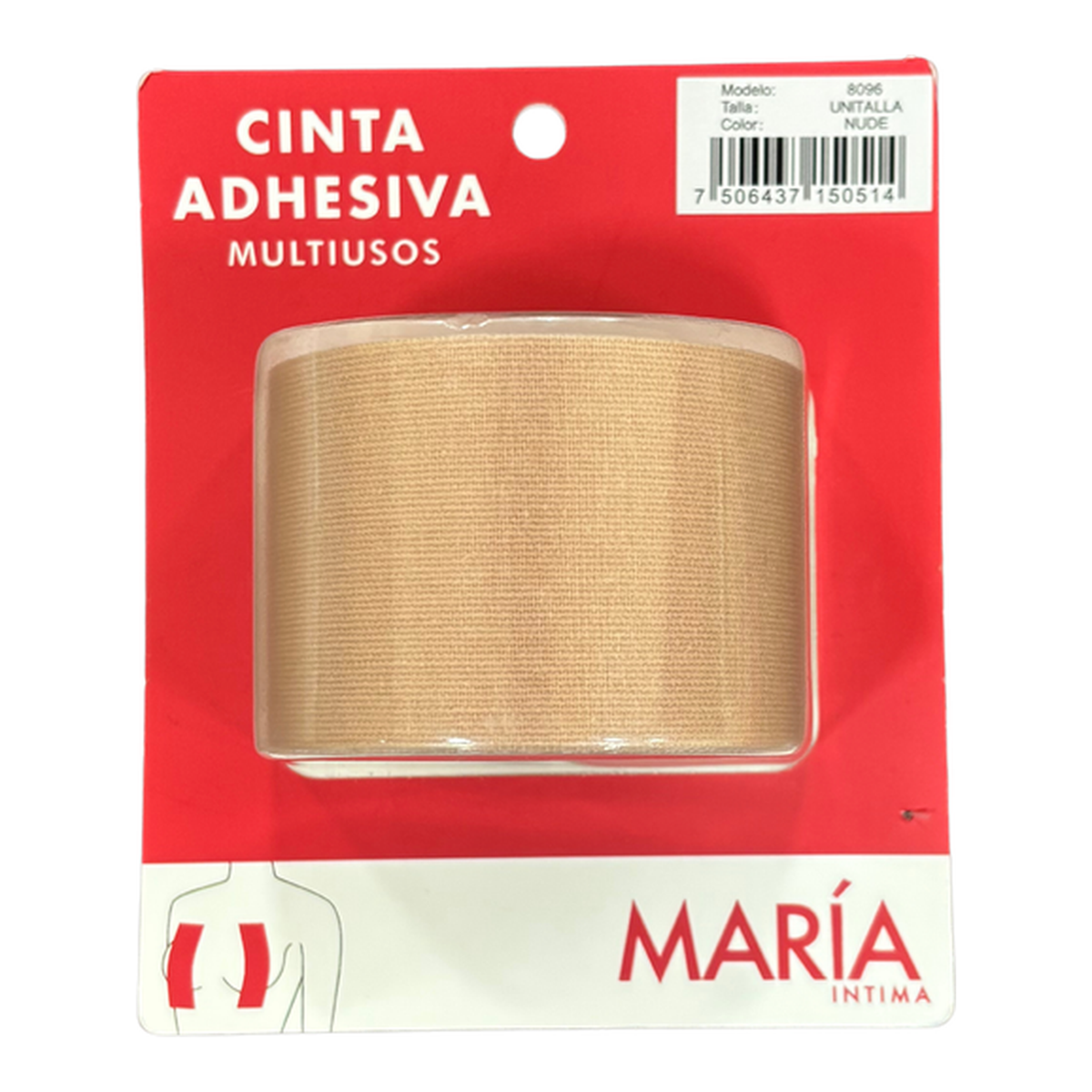 Empaque original de la cinta adhesiva lift multiusos María Íntima 8096